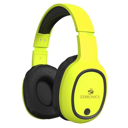 LX INDIA Head phone ZEBRONICS Thunder Bluetooth Wireless On Ear Headphone Neon yellow