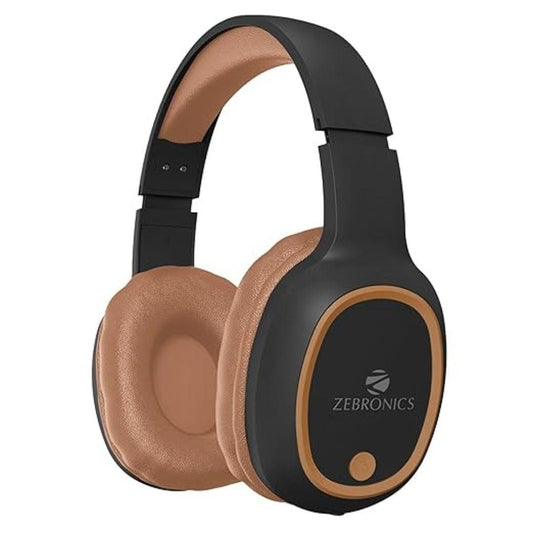 LX INDIA Head phone ZEBRONICS Thunder Over Ear Bluetooth 5.3 Wireless Headphones brown