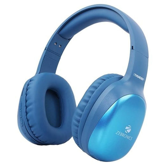 LX INDIA Head phone ZEBRONICS Thunder Pro Wireless Over Ear Headphone with Dual Pairing, blue