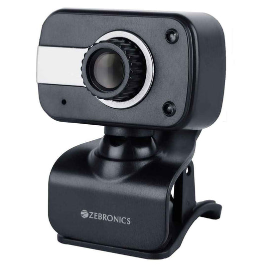LX INDIA Webcam Zebronics Zeb-Crystal Clear Web Camera, 0.3 MP with USB with 3P Lens,Built-in Microphone (Black)