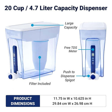 LXINDIA water purifier ZeroWater 20 Cup Ready Pour Dispenser Water Filter Pitcher