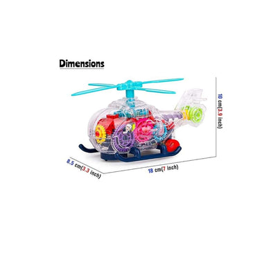 LXINDIA Zest 4 Toyz Musical Toy Transparent Gear Helicopter with Light and Sound  Battery Includes