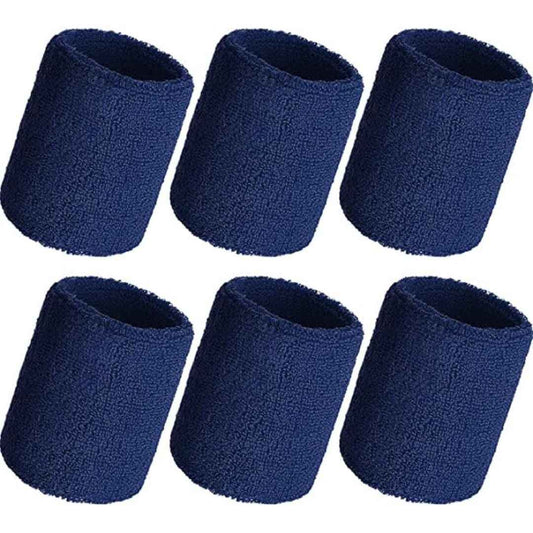 LX INDIA Sweat Bands Navy Blue ZOKNI® Sweat Wrist Bands for Men & Women (6-Piece Set)