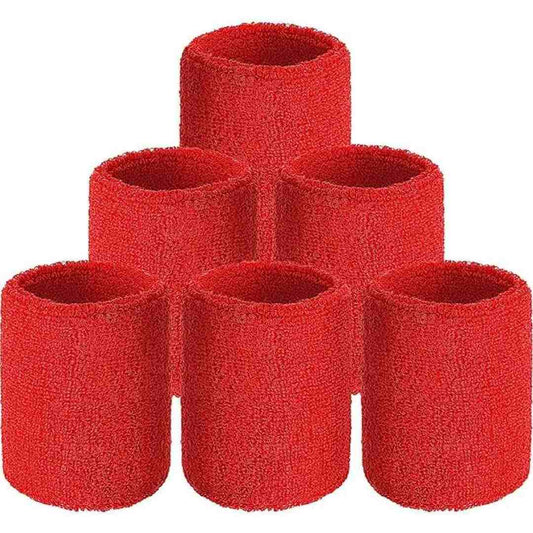 LX INDIA Sweat Bands Red ZOKNI® Sweat Wrist Bands for Men & Women (6-Piece Set)