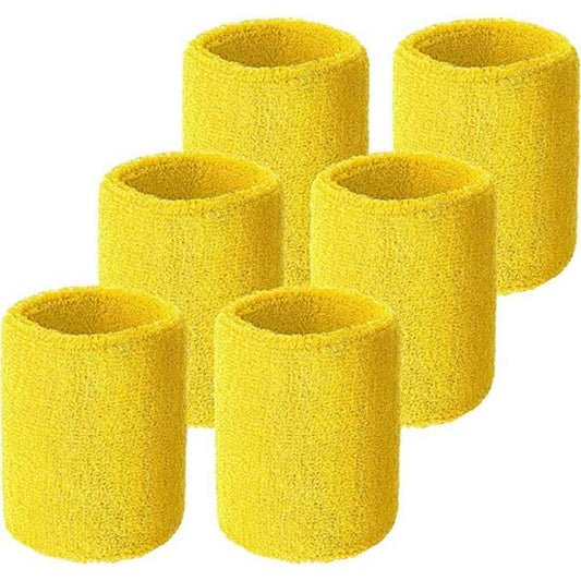LX INDIA Sweat Bands Yellow ZOKNI® Sweat Wrist Bands for Men & Women (6-Piece Set)