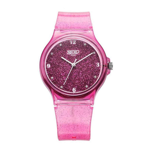 LX INDIA watch Zoop by Titan Glitter Quartz Analog Pink Dial Polyurethane Strap Watch for Kids-26030PP03W