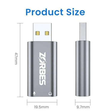 LXINDIA Sound Card ZORBES USB Audio Adapter HIFI USB Sound Card