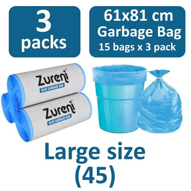 LXINDIA Bag Zureni Garbage Dustbin Bags Large (60 x 81 cm) 3 x 15 Pcs/Roll