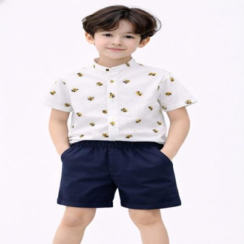 Kids Bee Print Casual Wear Set Half Sleeve Shirt with Shorts for Boys