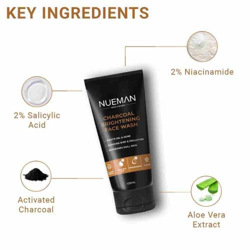 Nueman Charcoal Face Wash for Men, 100 ml