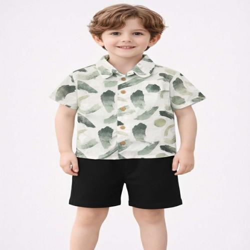 Boys Abstract Printed Shirt & Shorts Clothing Set | Half Sleeve Cotton Shirt with Shorts | Summer Casual Wear for Kids