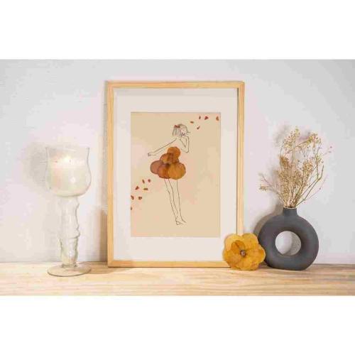 Girl in Pressed Floral Art | Living Room Wall Decor | Decorative Gift for Loved Ones