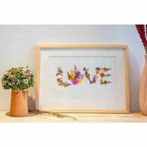 Pinewood Pressed Floral Name Art | Personalized Botanical Wall Decor Gift