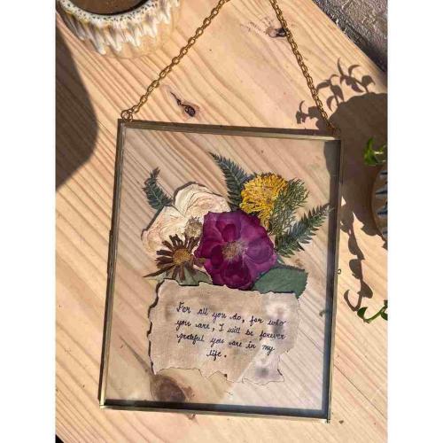 Vintage Pressed Flower Frame with Custom Note | Unique Floral Gift for Loved Ones