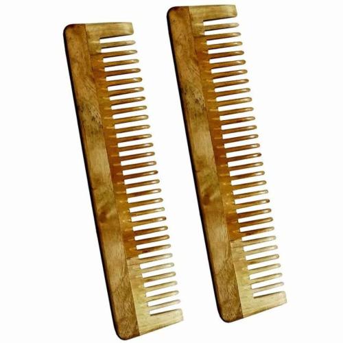 Neem Wood Combs – Regular Detangler, 7.5 Inch, Pack of 2