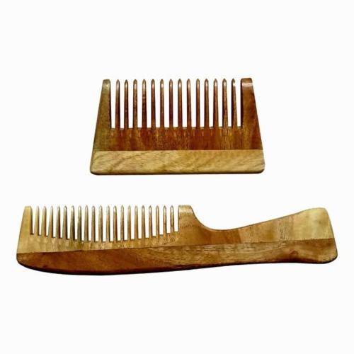 Neem Wood Combs – Regular Handle 7.5 Inch & Small/Baby Detangler 4 Inch, Pack of 2
