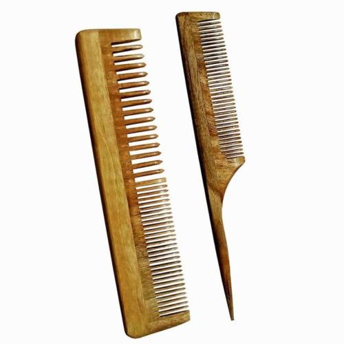 Neem Wood Combs – Regular Detangler 7.5 Inch & Small Baby 4 Inch, Pack of 2