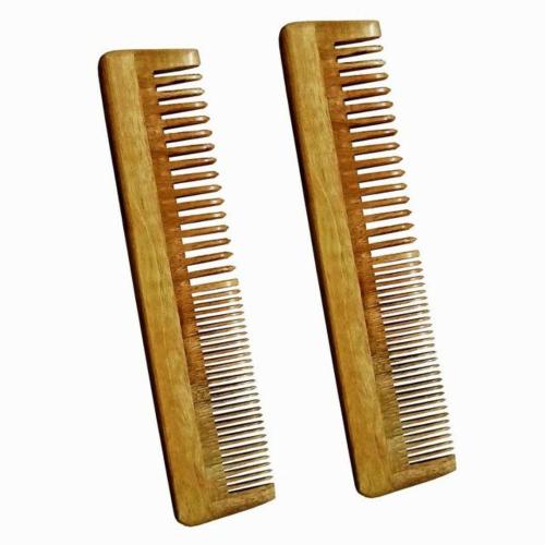 Neem Wood Combs – Regular Detangler 7.5 Inch, Pack of 2