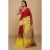 Pure Linen Handmade Phulia Saree &ndash; Marron with Yellow Contrast Border | Authentic Bengal Handloom