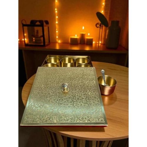 Brass Square Masala Box