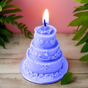 SS Enterprise blue cake shape soy wax birthday candle