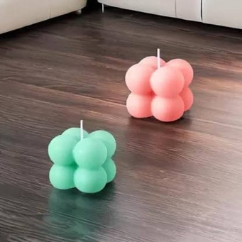 SS Enterprise pink green bubble candle made from soy wax