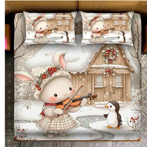 Homdazal 7D Digital Print Multicolor Cotton Double Bedsheet with 2 Pillow Covers