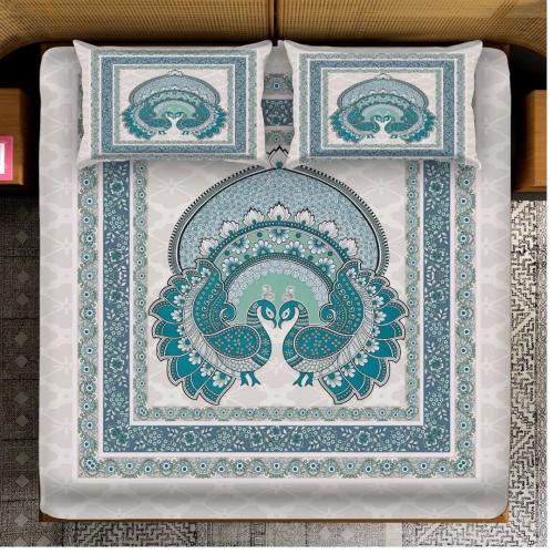 Homdazal Multicolor Cotton Double Bedsheet with 2 Pillow Covers