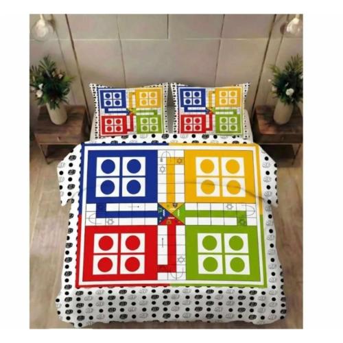 Homdazal 7D Digital Print Multicolor Cotton Double Bedsheet with 2 Pillow Covers