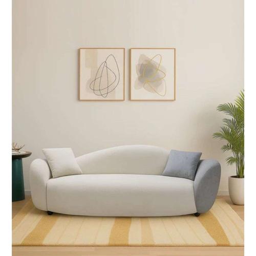 The Furnishery Snow Fabric 3-Seater Sofa – White & Blue