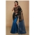 Black &amp; Blue Handmade Patli Pallu Jamdani Concert Saree &ndash; Matka Silk Base with Resham Weave