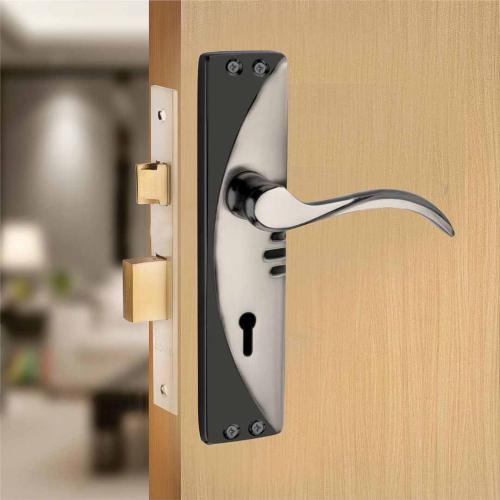 Heavy-Duty 6-Lever Mortise Door Lock, Black Silver Finish, 3 Keys (HML6+S704MSB)