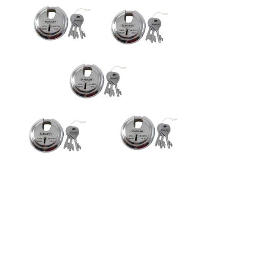 Steel 9-Lever 90 mm Heavy-Duty Padlock with 3 Keys, Pack of 5 (SRSL90N2)