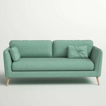 The Furnishery Agustin 3 Seater Upholstered Sofa in Off Brown for Living Room