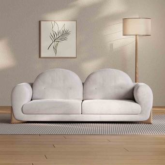 The Furnishery Orange French Style 3 Seater Sofa with Elegant Design for Home Office Hotel Furniture