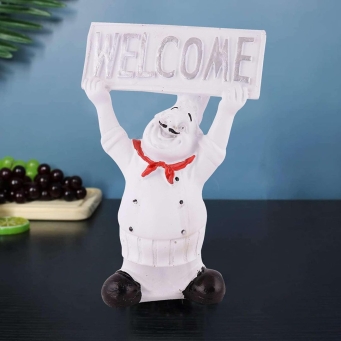 Samriddhi Craft resin cute chef figurine with welcome board white