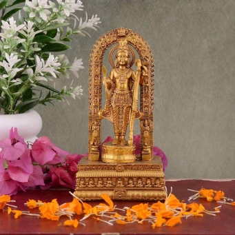 Golden Ram Mandir Ayodhya Resin Showpiece