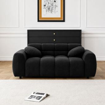 The Furnishery Ottwell grey upholstered 2 seater sofa