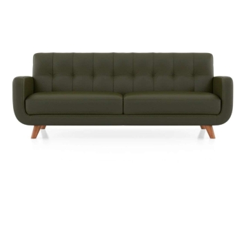 The Furnishery green 3 seater sofa with wooden legs