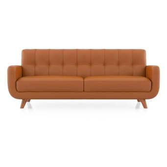 The Furnishery green 3 seater sofa with wooden legs