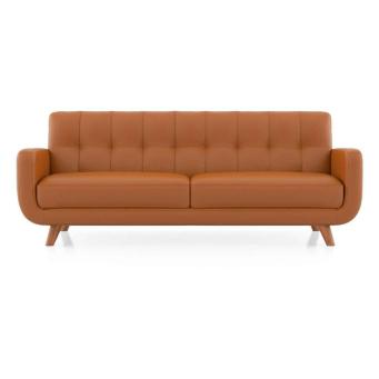 The Furnishery green 3 seater sofa with wooden legs