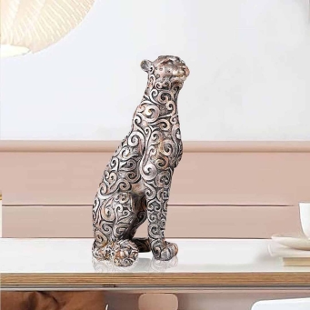 Samriddhi Craft panther sitting animal showpiece antique sculpture for home and office decor