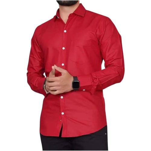 Men Solid Casual Red Shirt
