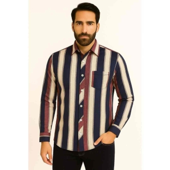 FABRIZER Men's Multicolor Striped Casual Shirt