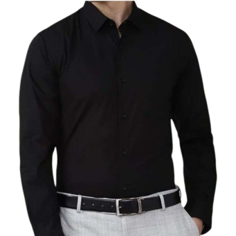 FABRIZER Men's Solid Black Casual Shirt