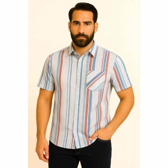 Men striped multicolor casual cotton shirt