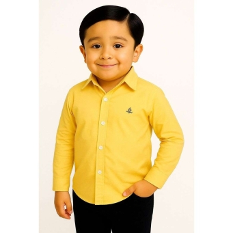 Boys solid yellow casual shirt with full sleeves