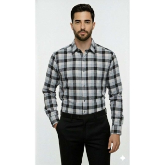 FABRIZER men checkered casual black white shirt
