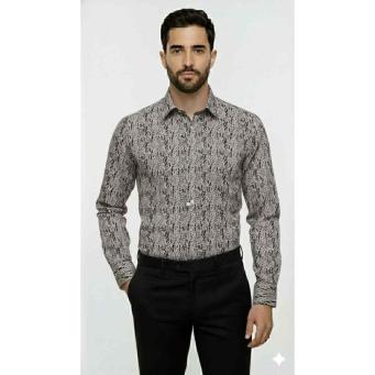 FABRIZER men printed party black grey shirt