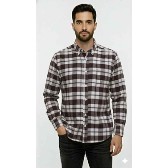 FABRIZER men checkered casual brown shirt